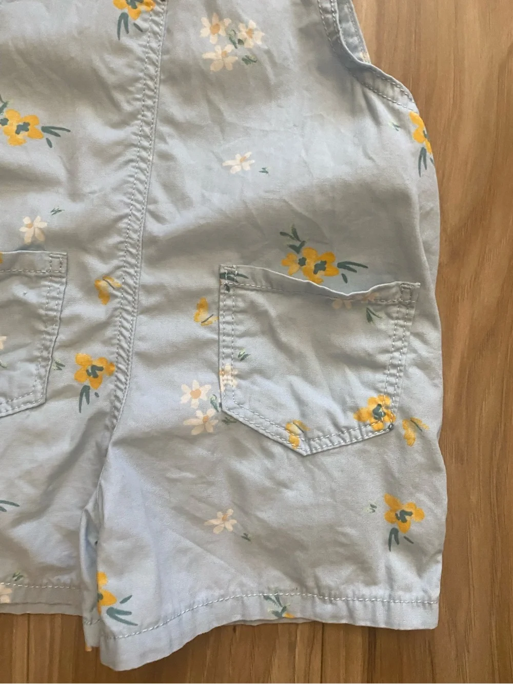OshKosh B'gosh Blue Floral Shortalls Overalls Size 3T